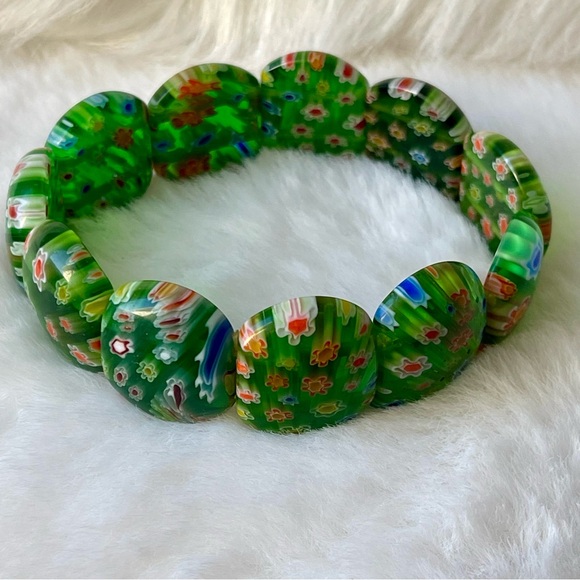 💎HOST PICK💎 MILLEFIORE Glass Stretch Bracelet In Green - Picture 10 of 11